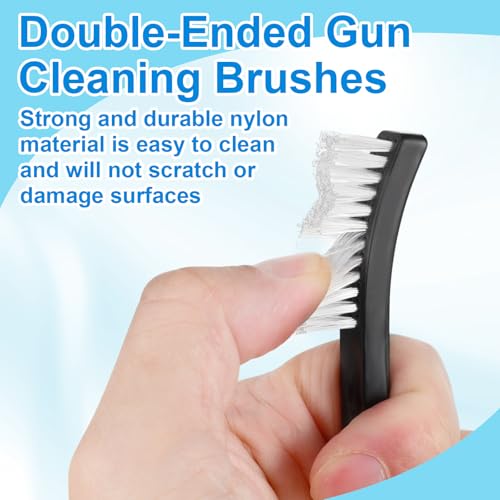 Boao 30 Packs Double-Ended Gun Cleaning Brushes 7 Inch Nylon All Purpose Cleaning Brush with Plastic Handle (White) - color: White