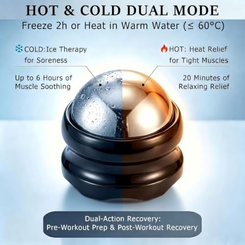 Massage Ice Roller Ball - Roller for Muscles Deep Tissue, Cold Heat Therapy | Plantar Fasciitis Roller, Tight and Sore Muscles Relief, for Neck, Shoulders, Back, Calves & Feet, Sports Relaxations Gift