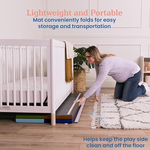 ECR4Kids SoftZone 4-Section Rainbow Runway Activity Mat, Folding Playmat, Earthtone - color: Earthtone