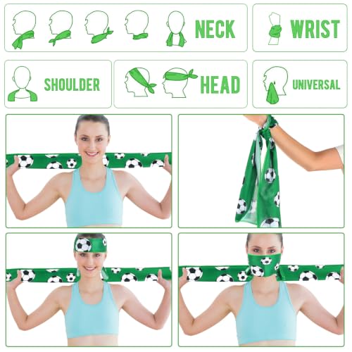 30Pcs Soccer Cooling Towels for Neck and Face 40 x 12 Inch Soccer Sports Team Gift Workout Ice Towels for Gym Sweat Microfiber Breathable Chilly Bulk Neck Wraps for Athletes Camping Travel Yoga - style: Soccer
