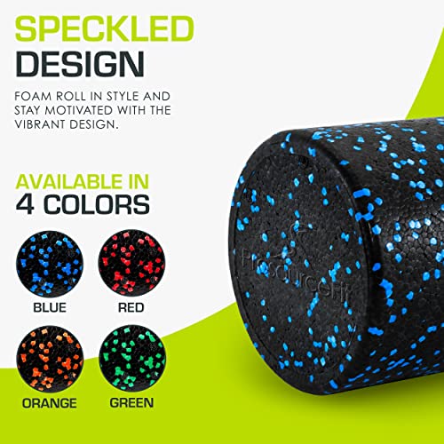 ProsourceFit High Density Foam Rollers 24 - inches long, Firm Full Body Athletic Massage Tool for Back Stretching, Yoga, Pilates, Post Workout Muscle Recuperation, Black/Blue - color: Black/Blue, size: 24"H x 6"D