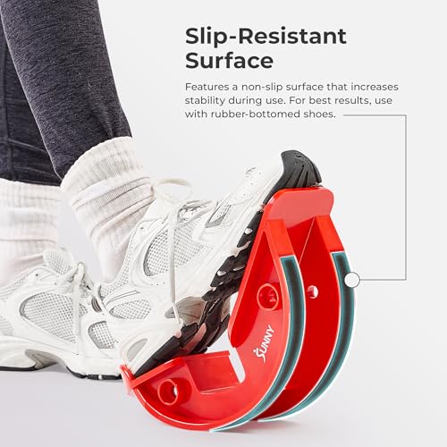 Sunny Health & Fitness Calf Stretcher and Foot Rocker for Plantar Tight Calves Relief Hamstring Ankle Strengthener Facetious Sling Stretch Fighter Stretching Device Mobility - style: Red