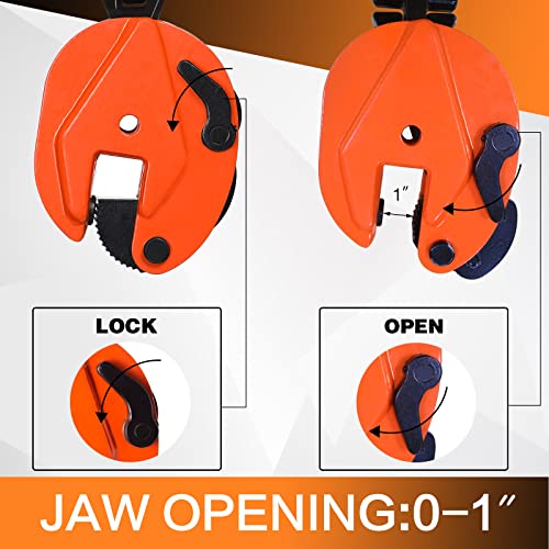 YATOINTO Plate Lifting Clamps, 2200lbs Plate Clamp, 1T Vertical Lifting Clamps, Jaw Opening up to 0.6 inch Welding clamps, for Lifting and Building