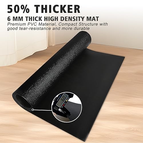 Bike Mat | 6mm, 30" x 72" Exercise Bike Mat/Treadmill Mat for Hardwood Floors or Carpet, Non-Slip Sweat-Proof Exercise Equipment Mat for Bike Trainer/Stationary Spin Bike/Indoor Cycling - size: 1/4" thick, 30" x 72"