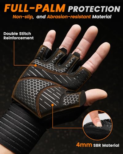 ATERCEL Gym Gloves for Men with Wrist Support, for Workout Weight Lifting | High-Elastic & Breathable | For Men & Women | Exercise & Fitness Ready - size: Large