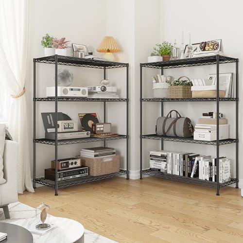 DurayLoly 4- Shelf Metal Shelving Unit Adjustable Storage Shelves Heavy Duty Garage Shelving Steel Wire Shelving for Laundry Bathroom Kitchen Pantry Closet Garage Black, 35.6Wx16Dx54H - size: Black-35.6"Wx16"Dx54"H