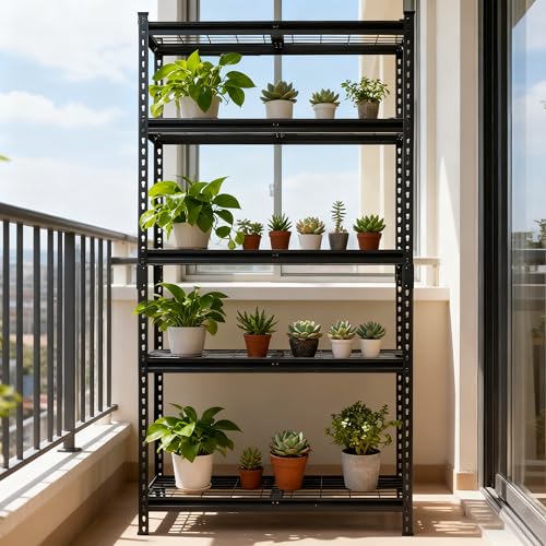 5-Tier Heavy-Duty Storage Shelves, 2250 LBS Load Steel Shelving Unit, Adjustable Boltless Garage Shelving, Sturdy Organizer for Garage, Kitchen, Gym, Shed (Black, 36''W x 18''D x 72''H) - size: 36''W x 18''D x 72''H
