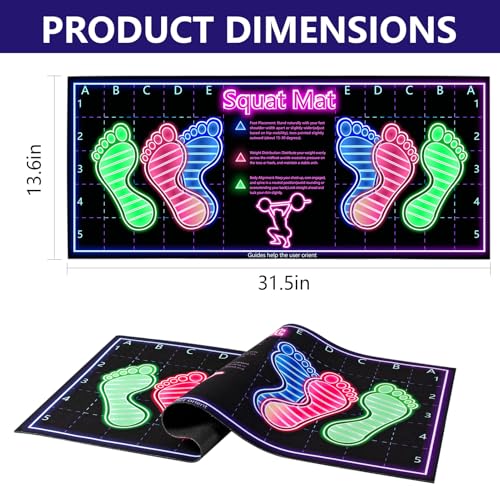 Non-Slip Squat Mat with Foot Position, Anti Slip Training Mat, Professional-Grade Exercise Mat Perfect for Squats, Squat Pads Can Activate Muscles, Versatility and Safety for Home Fitness Enthusiasts 31.5'' X 13.8'' - color: Black