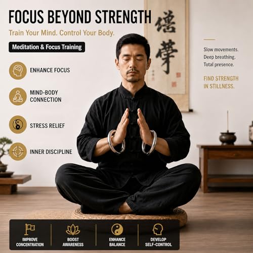 ZooBoo 2pcs Wing Chun Stainless Weighted Steel Training Rings | Pair Of Stainless Steel Rings, Yeung Sau Training, Sticky Hands Practice, Wing Chun, Wing Tsun, Siu Lim Tao, Grip Strength - size: Diameter 7.5 CM (2.95 inches)