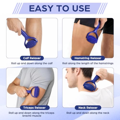 Lurrose Handheld Spiky Massage Ball Roller for Deep Tissue Myofascial Release, Fascia Release Tools for Neck, Back, Leg & Deep Tissue Massage, Massage Roller for Muscle Relief and Body Relaxation
