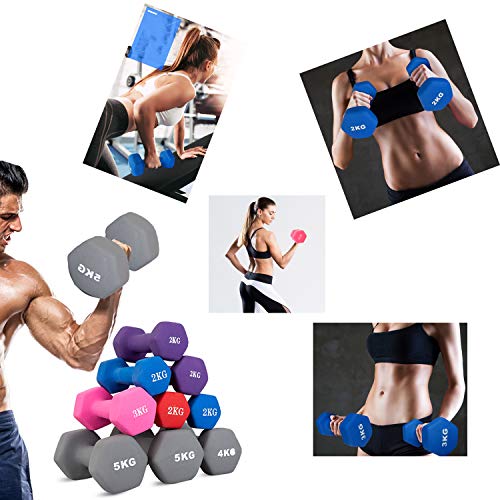 Portzon Weights Dumbbells 10 Colors Options Compatible with Set of 2 Neoprene Dumbbells Set,1-15 LB, Anti-Slip, Anti-roll, Hex Shape - size: 08-Pound, Pair