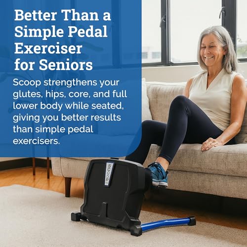 Scoop Lateral Elliptical | Compact Under Desk Exercise Equipment & Lateral Elliptical Machine | Leg Exerciser While Sitting for Seniors | Low-Impact Leg Exerciser for Balance, Mobility & Strength