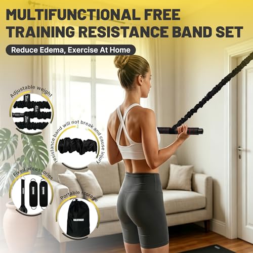 Pedal Resistance Band & Ankle Resistance Bands Set with Door Anchor & Fixed Strap, 20-30-40lbs 3 Resistance Bands for Women, Full Body Abdomen Leg Core Home & Postpartum Workout Fitness Equipment - color: Black