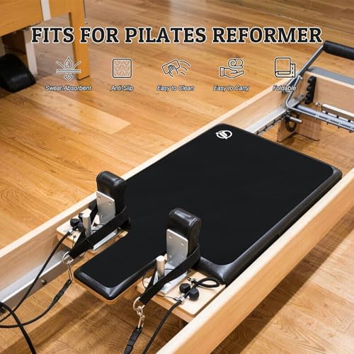 Non-Slip Pilates Reformer Mat, 1.2 mm Thick, 39 x 24 inch | Foldable Lightweight Pilates Reformer Machine Exerxise Mat Towel Cover for Gym Fitness - color: Black