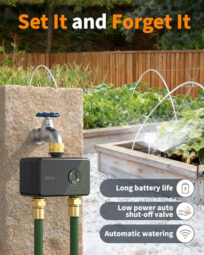 Diivoo Brass WiFi Sprinkler Timer 2 Zone for Garden Hose Remote Control | Smart Water Timer Compatible with Alexa and Google Home,12 Irrigation Plans,Rain Delay & Manual Watering for Garden,Lawn,Yard - size: 2 Outlets