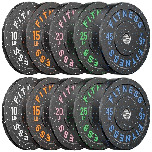 2" Bumper Plates Set Olympic Weight Plates for Barbell Strength Training | Papababe 2Inch Weights Plates Set, Floor Protective Plates, 20-600lbs Rubber Bumper Plates for Weightlifting, Bench Press - size: 230 LB SET (PAIR OF 10, 15, 20, 25, 45 LB), style: