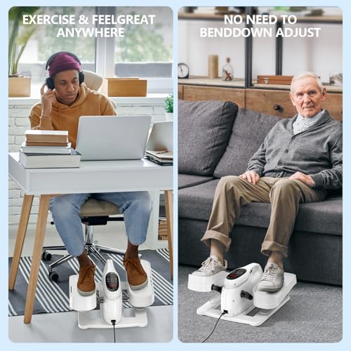 Under Desk Elliptical Machine for Senior Mini Elliptical Leg Exerciser with Remote Quiet Portable Electric Seated Foot Pedal Exerciser for Home Office - size: Portable