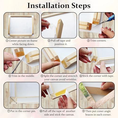 DIY Solid Wood Canvas Frame Kit with Stretch Bar - Customized Wooden Art Frames for Paintings - Easy-to-Build Canvas Stretching System - Wall Art & Oil Painting Accessories (16" x 24") - size: 16" x 24"
