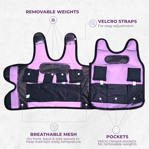 Weighted Sensory Compression Vest for Kids – Adjustable Calming Vest with Removable Weights – Purple - size: Medium