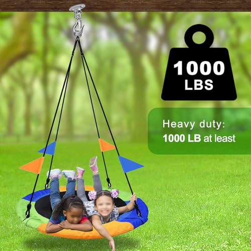 SELEWARE Heavy Duty Ceiling Swing Hanger with Safety Hook - Stainless Steel 360° Swivel Mount for Aerial Yoga, Porch Swing, Hammock Chair, Punching Bag, Tire Swing, 1000 LB Capacity - color: Silver Swing Hanger Hook