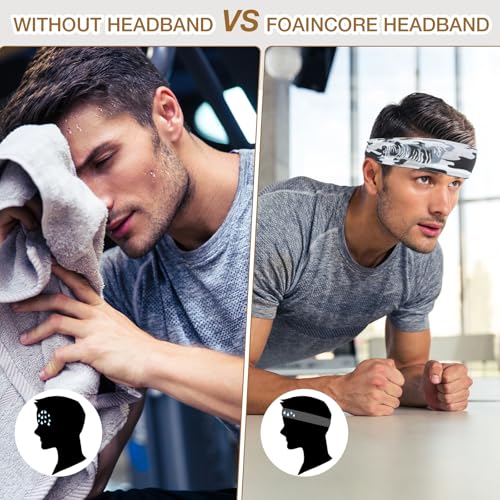 Foaincore 16 Pcs Sports Headbands for Men Sweatbands for Women Workout Stretchy Non Slip Hair Band Sweat Wicking Running Headband for Cycling Hiking Yoga Ice Hockey - style: Classic Style