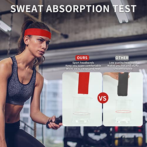 ChezMax 6PCS Moisture Wicking Headbands and Sweatbands for Men's Sports, Tennis, Basketball, Running, Working, Gym