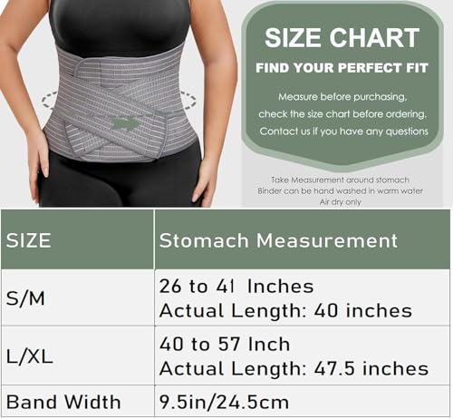Abdominal Binder Post Surgery - Postpartum Belly Band Wrap | Post C Section Belly Binder Recovery Belt Stomach Compression Hernia Belt For Men Women After Pregnancy, Hysterectomy, S/M - size: Small/Medium