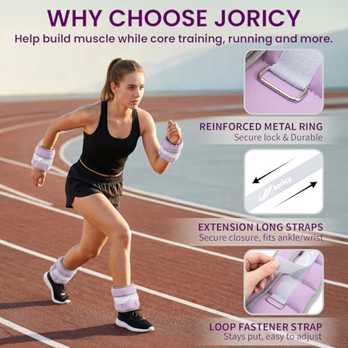 Adjustable Ankle Weights 1-3/4/5/6/8/10/20 LBS Pair with Removable Sandbags for Women & Men - color: light purple, size: 10lbs Pair (5lb Each Weight)