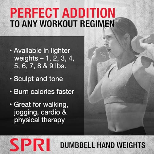 SPRI Dumbbells Hand Weights Set of 2 - Vinyl Coated Exercise & Fitness Dumbbell for Home Gym Equipment Workouts Strength Training Free Weights for Women, Men (1-10 Pound, 12, 15, 18, 20 lb) - color: (L) Dark Grey | 15-Pound