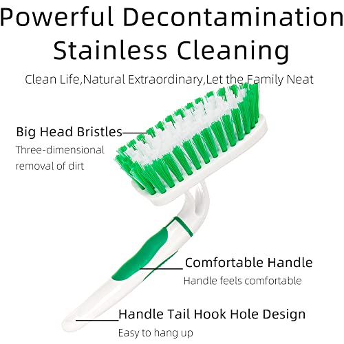 2-Pack Scrub Brush for Cleaning with Long Handle,Medium Firm Brush Bathroom Cleaning Supplies and Bathtub Cleaner and Shower Cleaning Brush,Multi-Scene Use for Kitchen or Carpet Brush,White&Green - color: Green+white