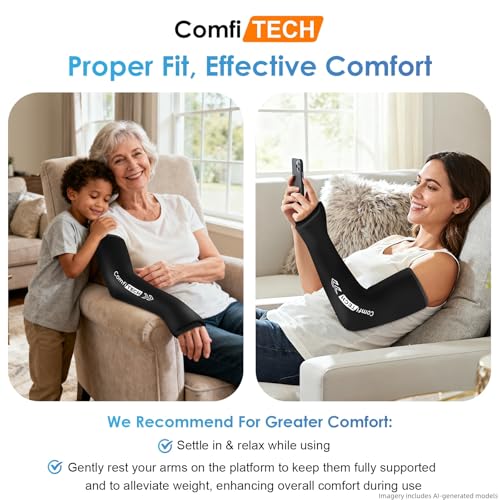 ComfiTECH Wrist and Arm Ice Pack Wrap for Athletes, Targeted Recovery for Pitchers, Golfers and Tennis Players, Features an Extended Sleeve Design with Cooling Flexible Gel for Arm, Elbow & Wrist, L - size: Large
