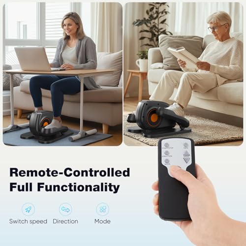NEWBULIG Electric Seated Pedal Exerciser, Under Desk Elliptical Machine for Seniors, Quiet Portable Ellipse Leg Exerciser As Seen On TV with Remote Control, 12 Adjustable Speeds - color: Black