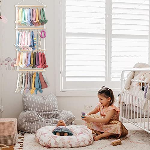 POVETIRE Headband Holder for Girls Baby Headband Organizer Head Bands Hair Accessories Display Organizer Wall Hanging Decor for Nursery Toddler Girl Room - color: White