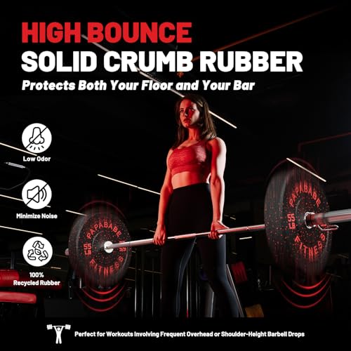 2" Bumper Plates Set Olympic Weight Plates for Barbell Strength Training | Papababe 2Inch Weights Plates Set, Floor Protective Plates, 20-600lbs Rubber Bumper Plates for Weightlifting, Bench Press - size: 35 LB PAIR, style: High Bounce