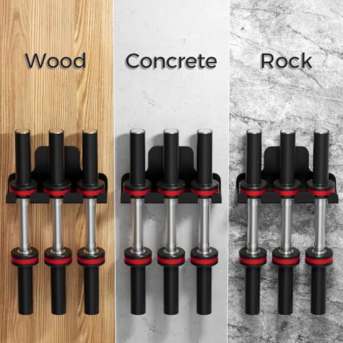 XZHXFX Barbell Wall Holder,Single Barbell wall Mount Hanger,Garage Gym Bar Wall Rack,Vertical Olympic Hanger wall Mount Rack,Space Saving Gym Accessory,Holds Under 33mm Bar Size(Black) - color: Black 3 hook