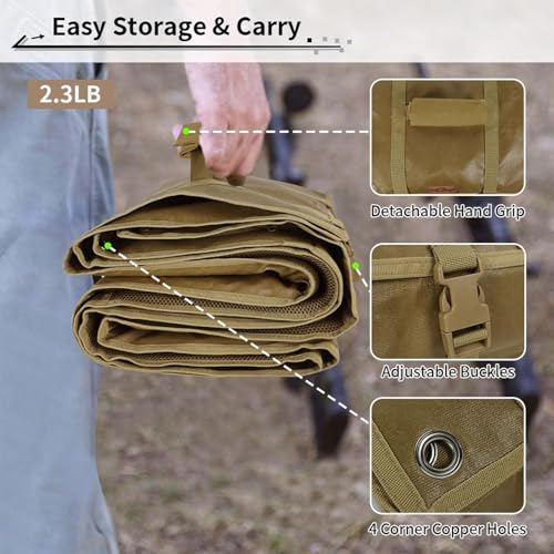 Shooting Mats Prone Padded, Extra Large Portable Roll Up Folded Waterproof Non-Slip Tactical Shooting Mat with Thickened Cotton Padding, Bipod Holder & 2 Accessory Pockets for Range Shooting Hunting - style: Standard Rectangular