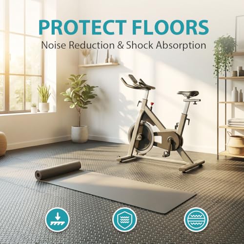 24 Tiles Interlocking EVA Foam Floor Tiles, Puzzle Exercise Mat, Home Gym and Garage Workout Mat, Black, 20 in x 20 in x 0.39 in, 64 Sq Ft (24, Black) - color: Black
