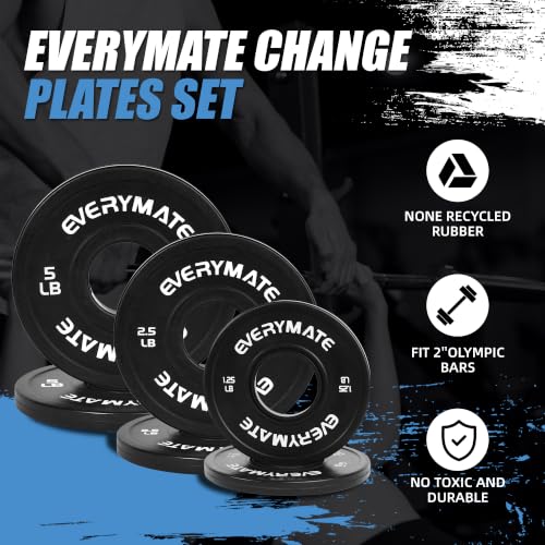 EVERYMATE Change Weight Plates 1.25LB 2.5LB 5LB Set Fractional Olympic Bumper Plates for Cross Training Steel Insert Strength Training - color: 15 LB(2.5+5), size: Black