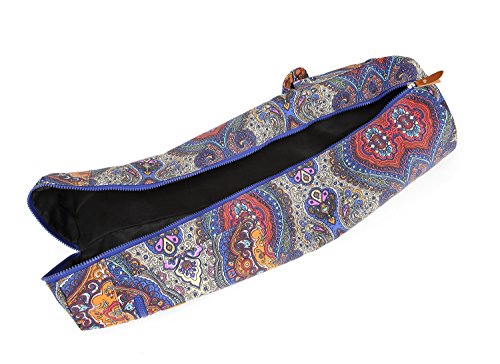 Yoga Mat Bag for Women & Men, Full-Zip Canvas Pilates Bag with Pockets | Lightweight Yoga Mat Carrier with Adjustable Shoulder Strap, Fits 1/4 & 1/3 Inch Thick Mats, for Studio Gym Travel Workout - color: Celestial