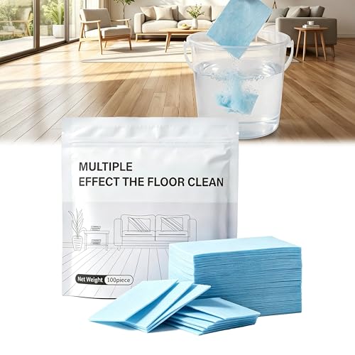 100 Piece Floor Cleaning Tablets Multi-Surface Cleaner, New Floor Cleaning Tablets Sheets, Water Soluble Floor Cleaner for Mopping for Hardwood, Laminate Floors, Wall Tiles, Glass (Blue, 100 Pcs) - color: Blue
