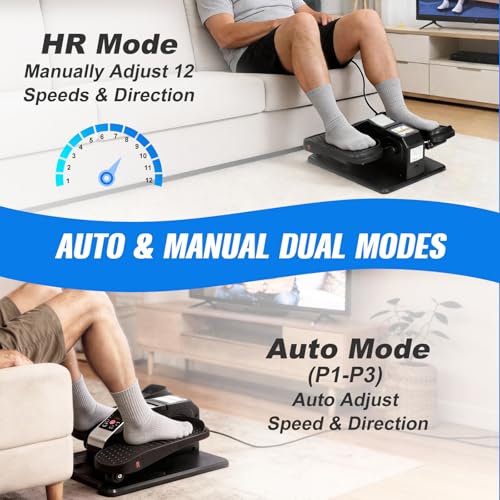 TABEKE Under Desk Elliptical Machine, Electric Ellipse Leg Exerciser | for Senior with Remote Control & 12 Speeds, Portable Quiet Electric Seated Pedal Exerciser for Home with Display