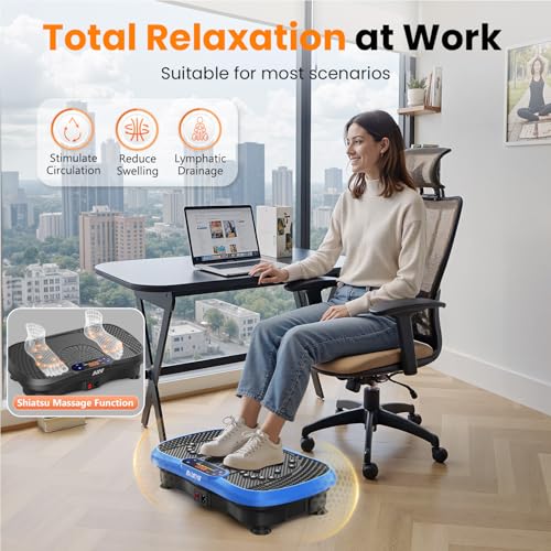 AXV Vibration Plate Fitness Platform Exercise Machine Vibrating Shaking Full Body Shaker Workout Vibrate Stand Shake Board Sport for Weight Loss Fat Burner for Gym Home Office - color: SLIM.BLUE