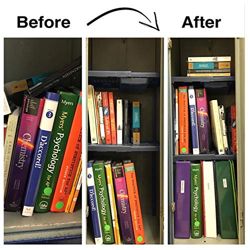 Locker Organizer Shelf， Adjustable Width and Height, Ideal Locker for School, Office, and Gym Lockers (Black) - color: Black