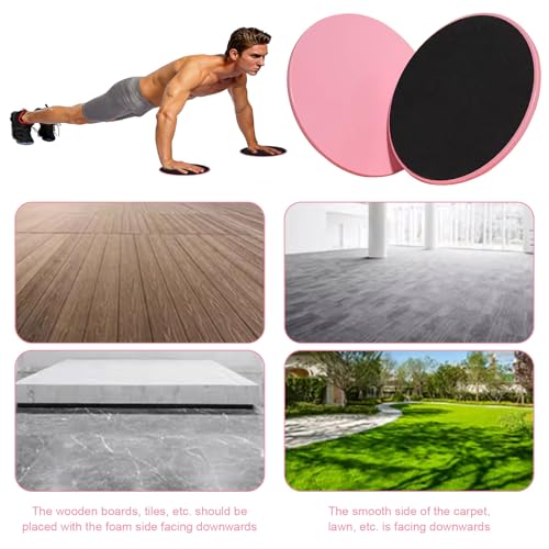 17.5cm/6.89In Round Core Sliders for Working Out,Set of 4 Exercise Core Pilates Sliders,Floor Foot Slider for Exercise 2 Color - color: pink+purple