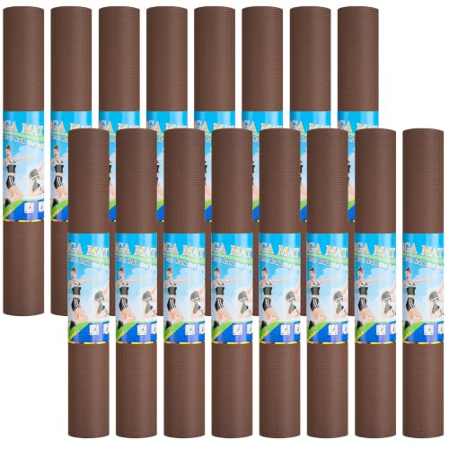 Funtery 3 mm Thin Yoga Mats Bulk, 68 x 24 Inches Lightweight PVC Exercise Mats Non Slip Workout Fitness Pads for Yoga Pilates Stretching Classes Gym Home Studio - color: Chocolate Brown