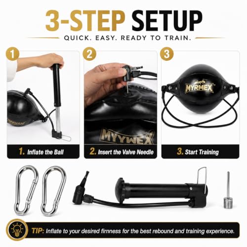 MYRMEX Double End Bag for Boxing Training, with Elastic Cords, Durable Double End Punching Bag, for Speed, Accuracy, Reflex & MMA Training