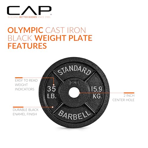 CAP Barbell 2-Inch Olympic Weight Plate | Multiple Options - size: 35 lb - Single, style: Classic - Black