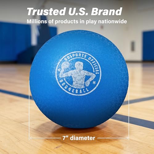 GoSports Inflatable Dodgeballs - Choose 5 Inch or 7 Inch No Sting Balls - Set of 6 Includes Ball Pump & Mesh Bag - color: 7" Balls 6 Pack - Blue