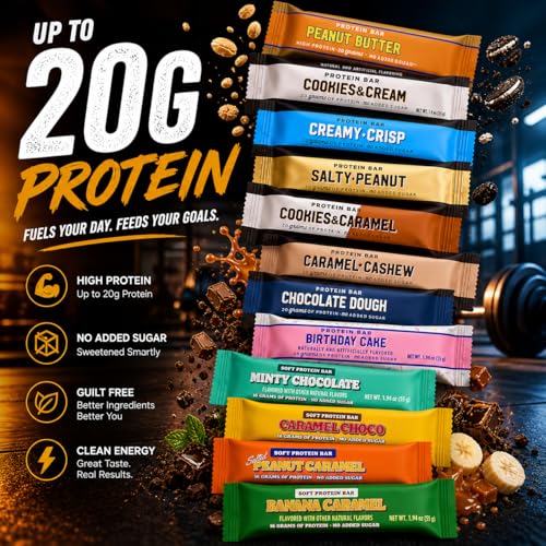 BarebeIIs Protein Bar Variety Pack Sampler, Protein Snacks with 20g of High Protein (12 Pack)