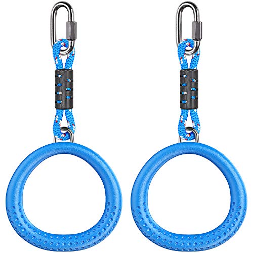 Dolibest 2 Pack of Ninja Gymnastic Rings,Monkey Ring Outdoor Backyard Ninja Accessories Set,Swing Bar Rings Obstacle Course for Training Equipment for Teens,1000LB Capacity - color: 2pack Blue Fitness Ring With 11.5"rope